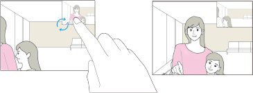 来訪者の映像をのがさない。